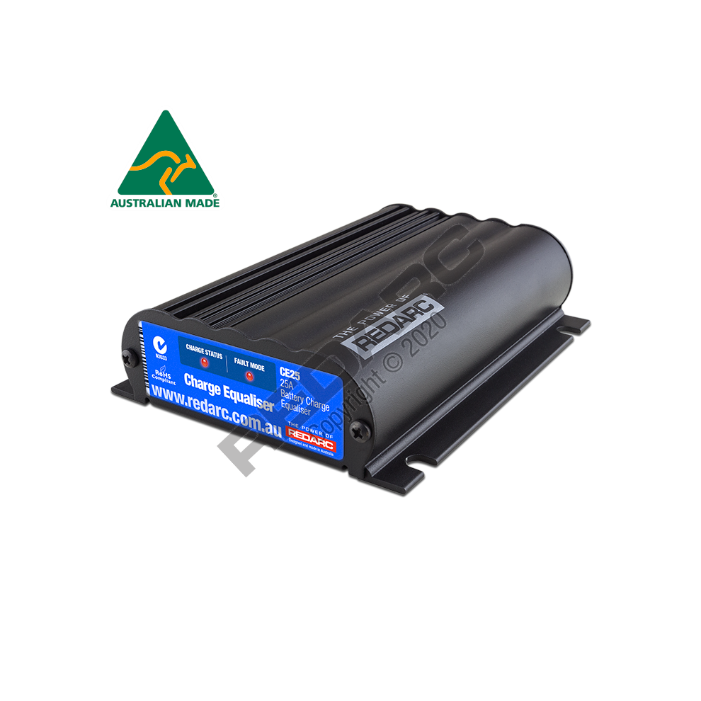 REDARC przetwornica napięcia 25A 24V–12V (technologia BCDC, przetwornica impulsowa)